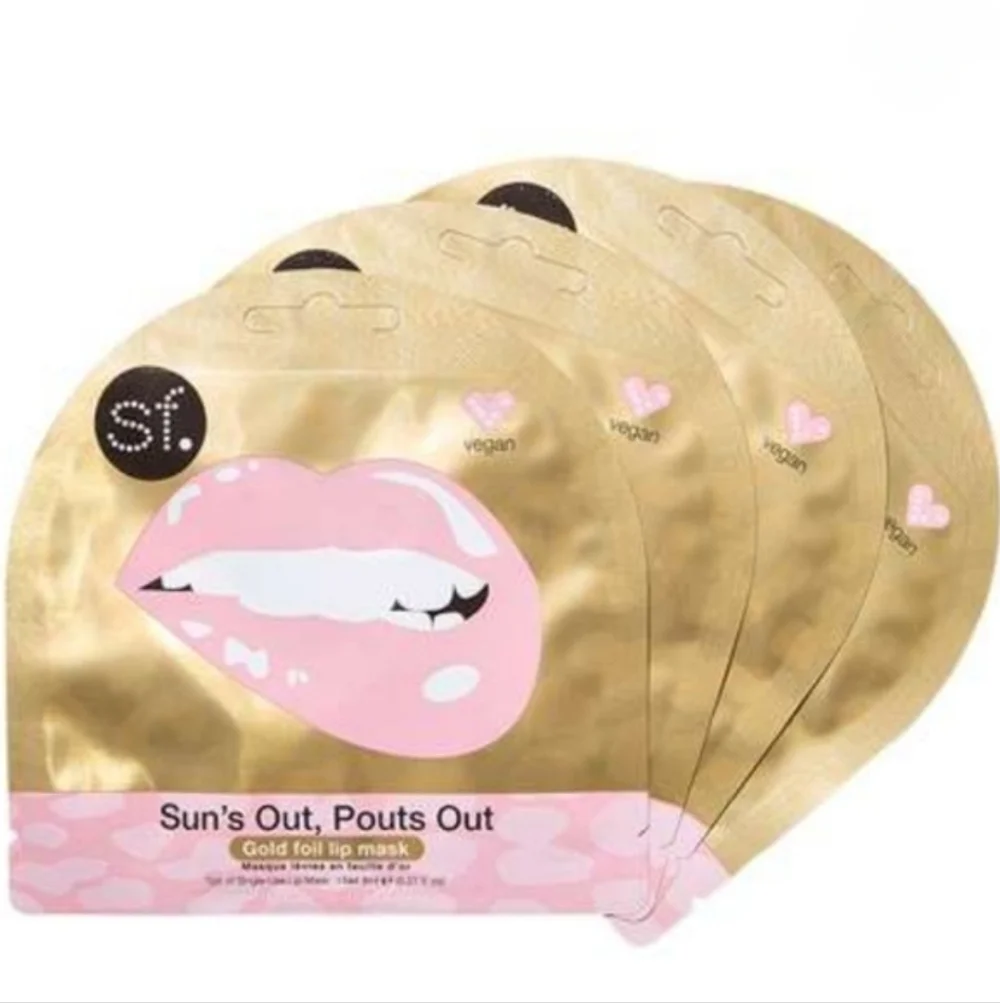 SF Glow Suns Out Pouts Out Gold Foil Lip Mask Set of 4 NWT